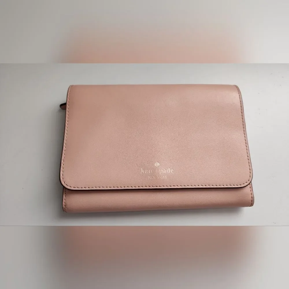🌸Kate Spade Smooth Leather Clutch Large Wallet -Soft Pink